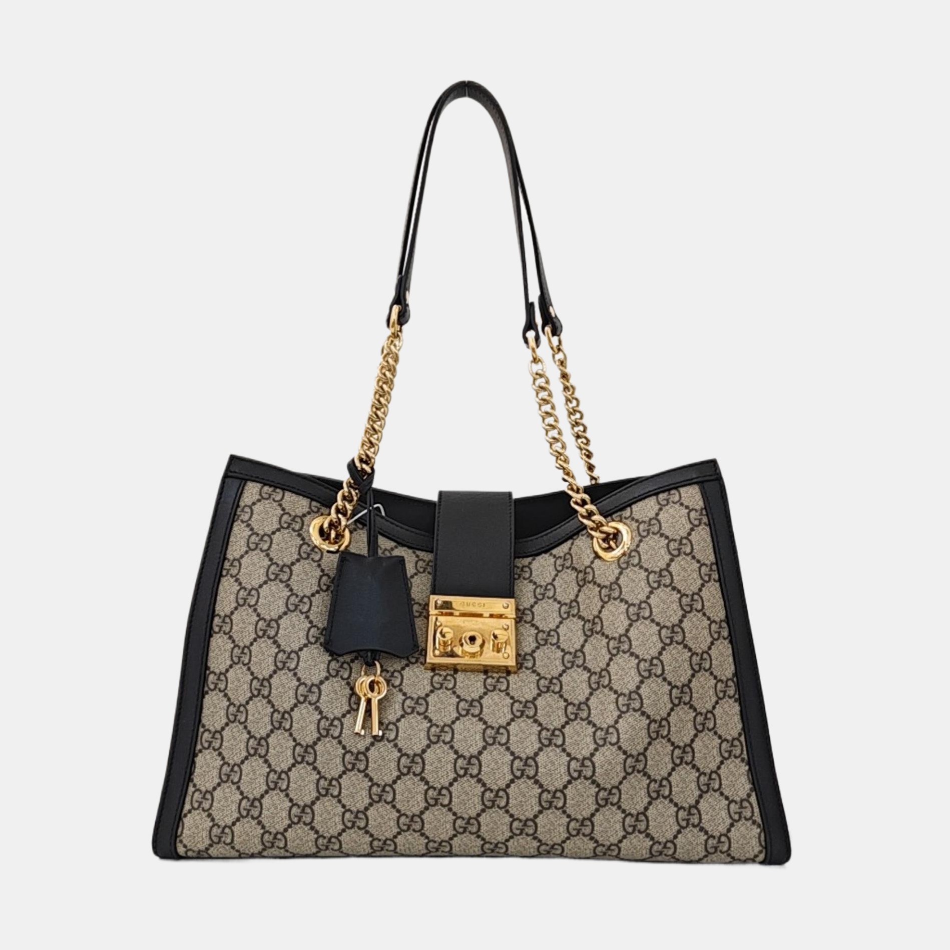 Padlock Medium Monogram Coated Canvas Beige