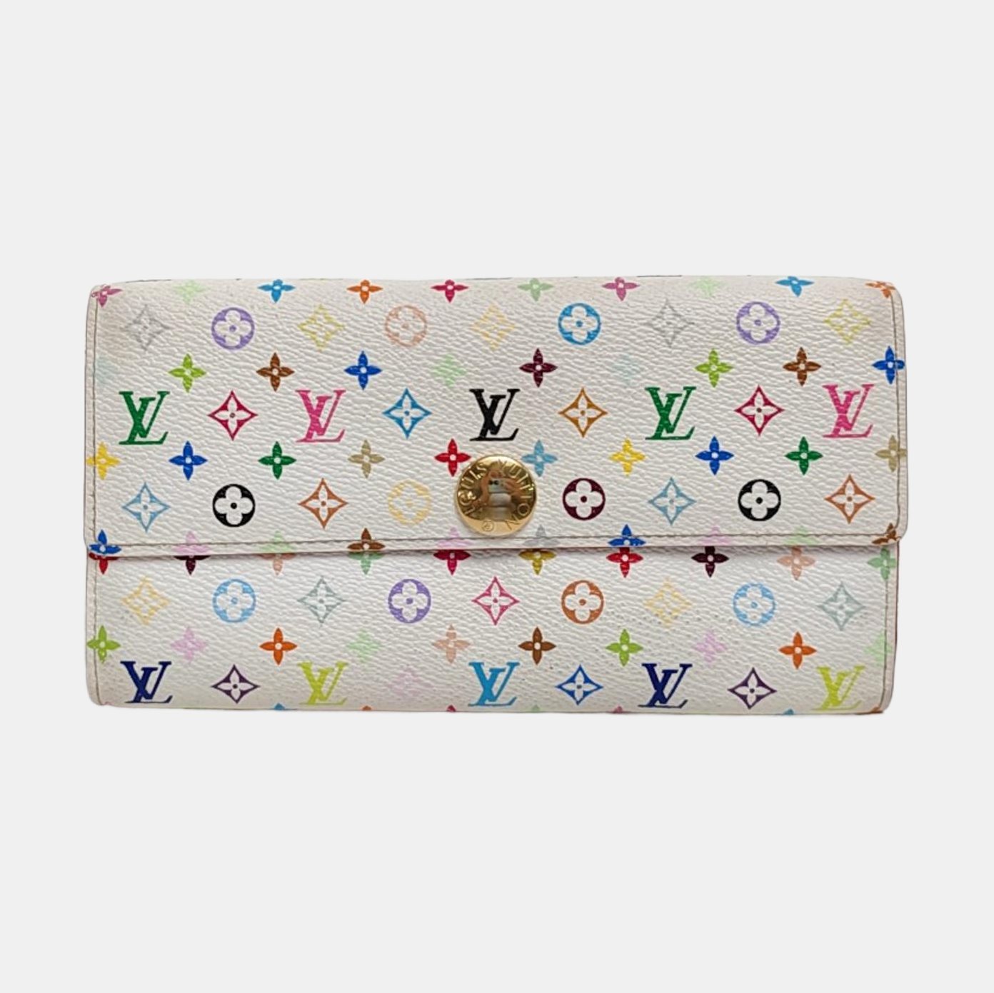 Cartera Blanca de Lona Recubierta con Monograma Porte Monnaie