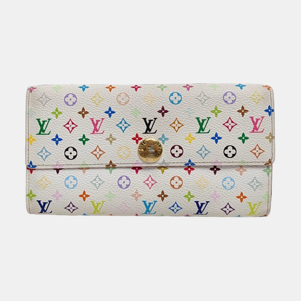 Cartera Blanca de Lona Recubierta con Monograma Porte Monnaie