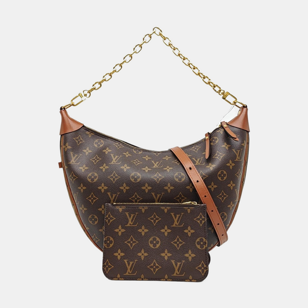 LOOP HOBO Monogram Coated Canvas Brown
