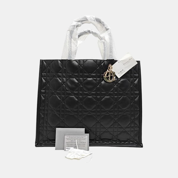 Book Tote Large Cannage Calfskin Black