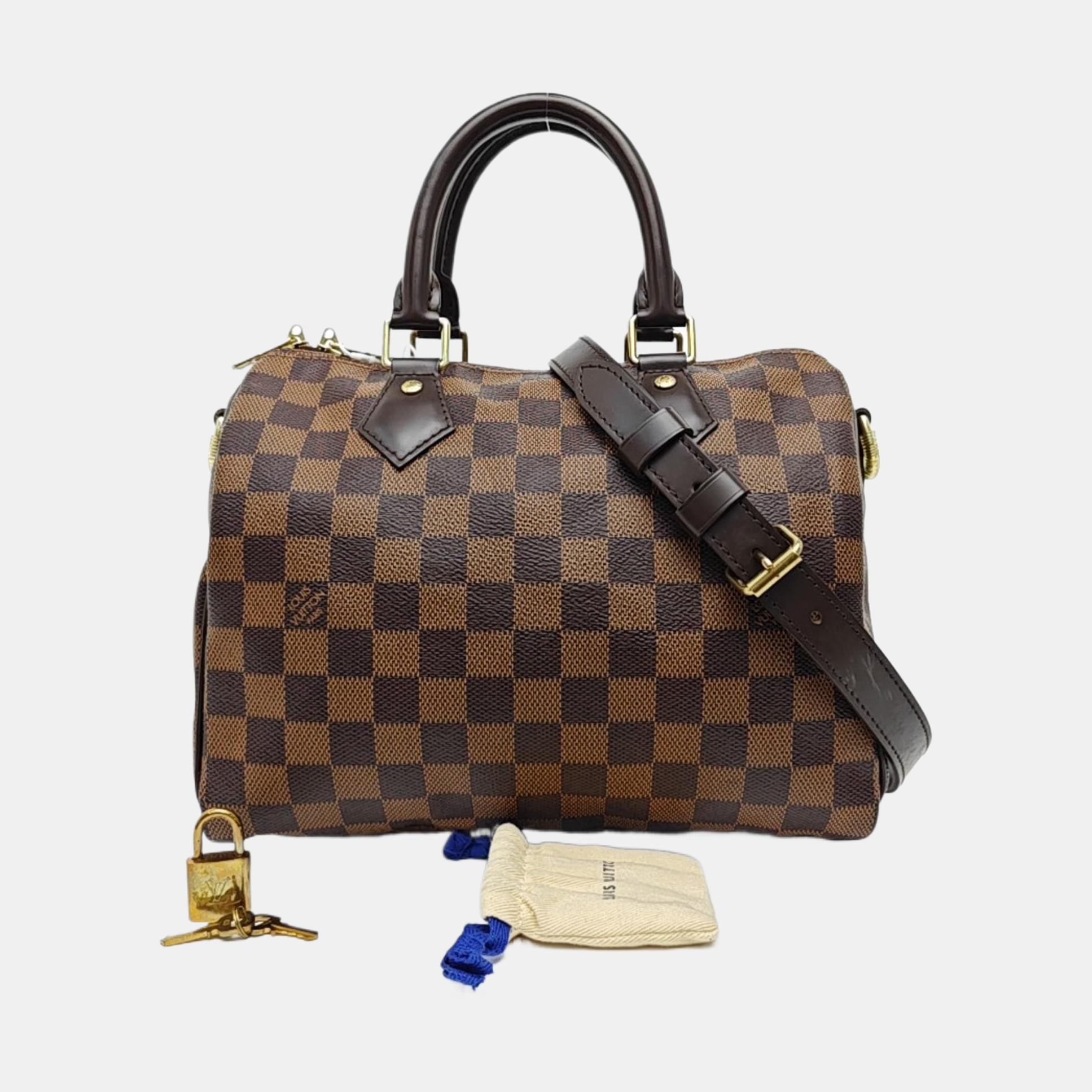 SPEEDY 25 Damier Ebene Coated Canvas Brown
