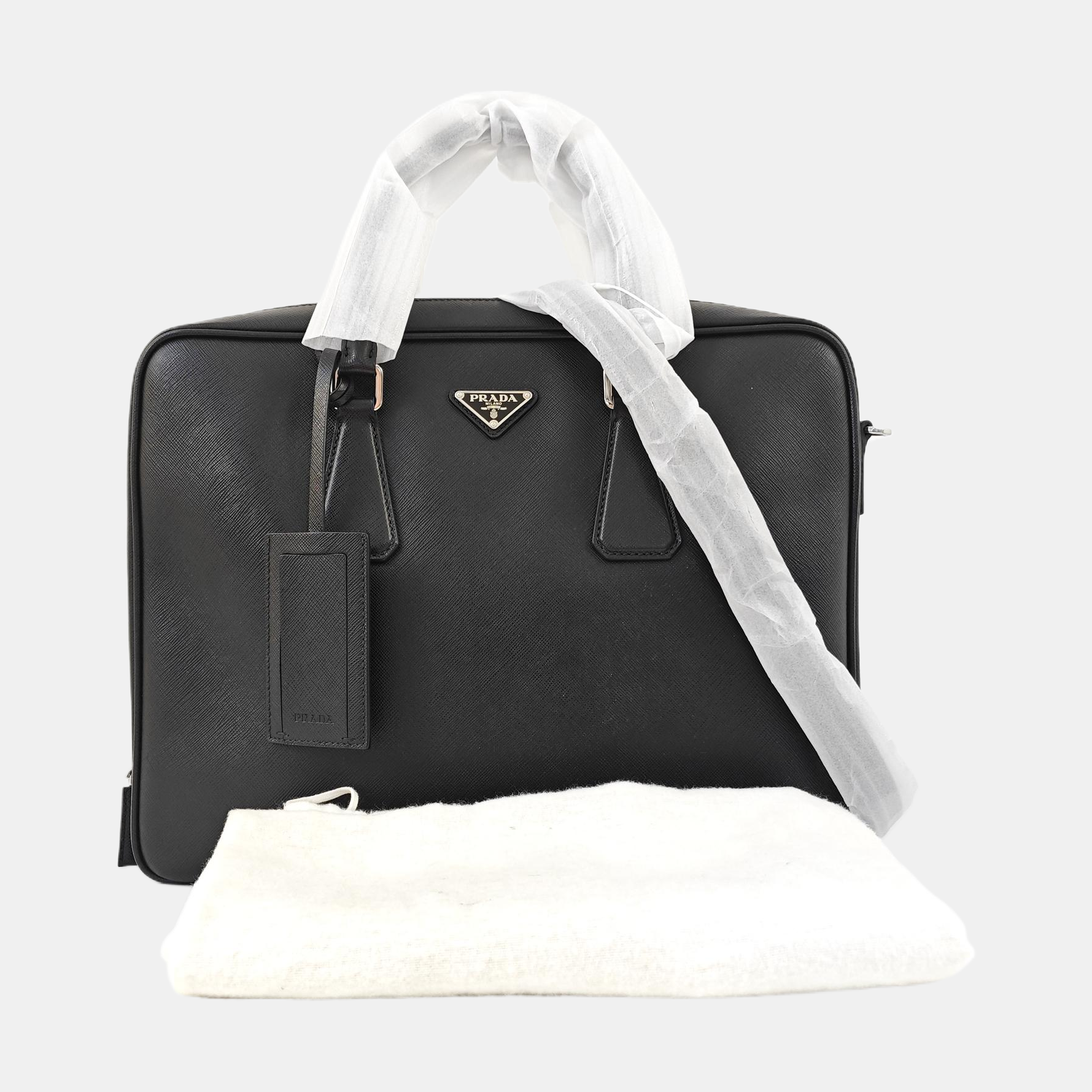 Saffiano Calfskin Shoulder Bag Black