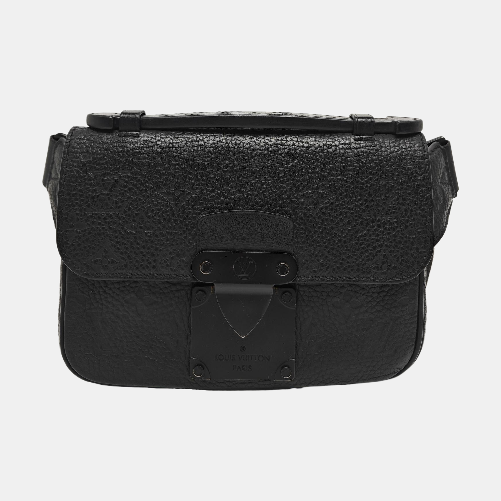 S LOCK Monogram Calfskin Black