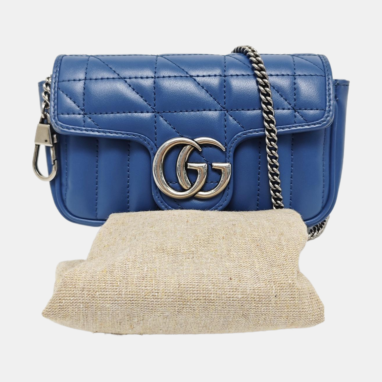 GG Marmont Mini Quilted Calfskin Blue