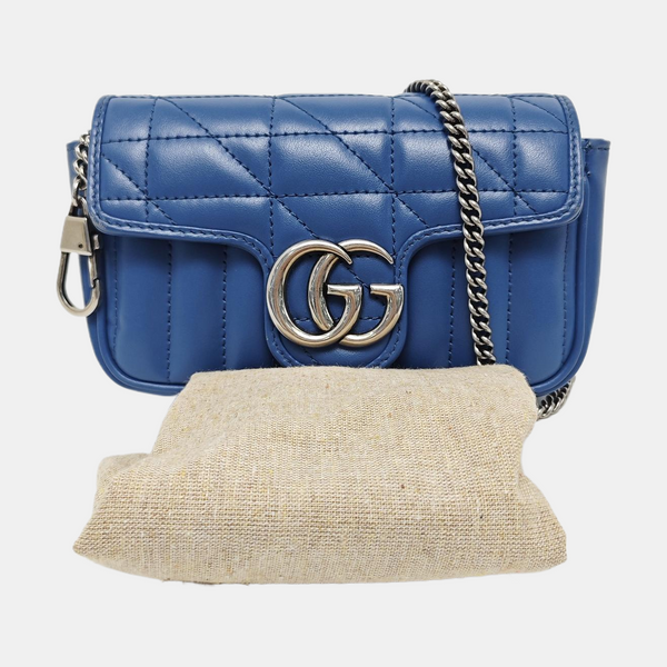 GG Marmont Mini Quilted Calfskin Blue