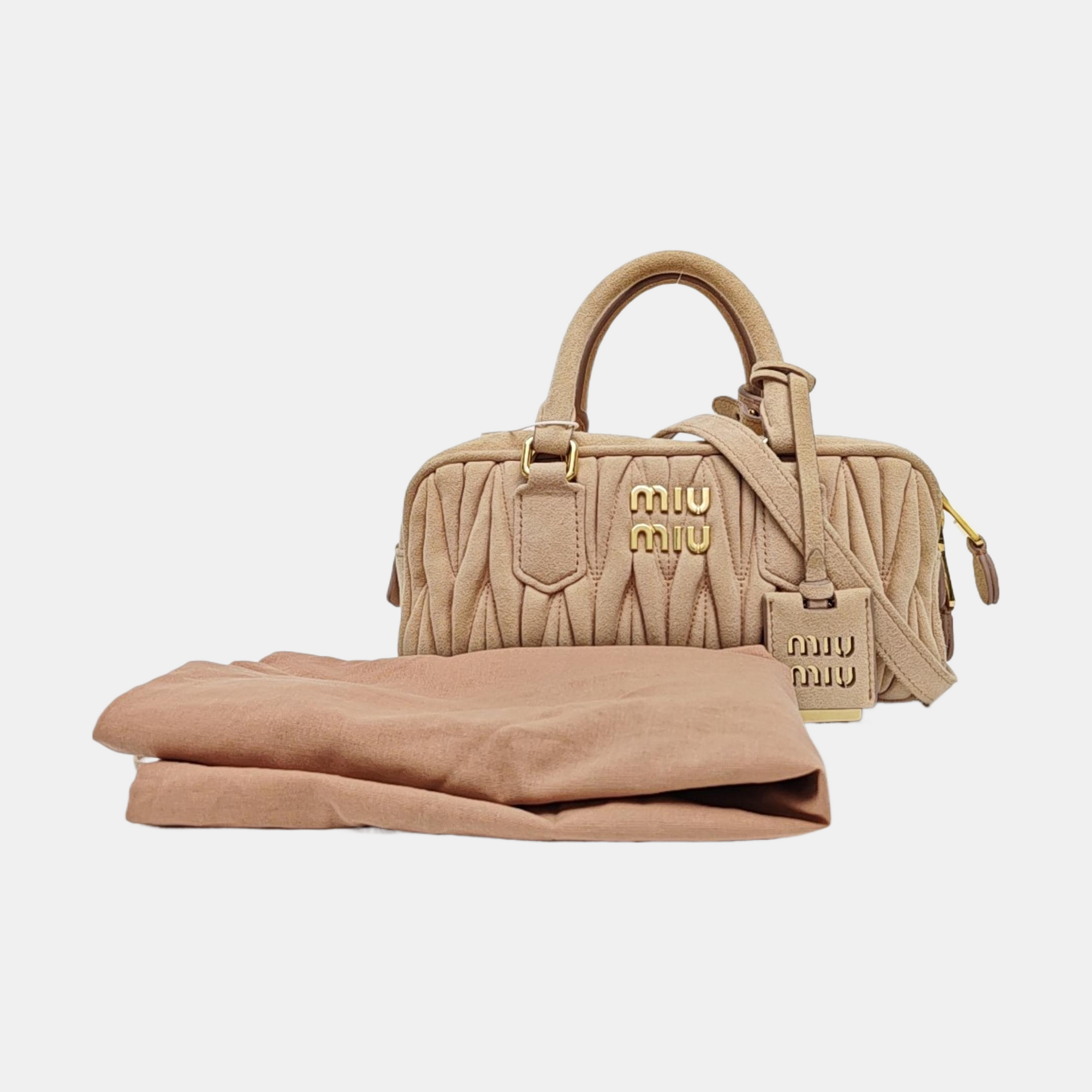 Arcadie Matelassé Small Quilted Suede Pink
