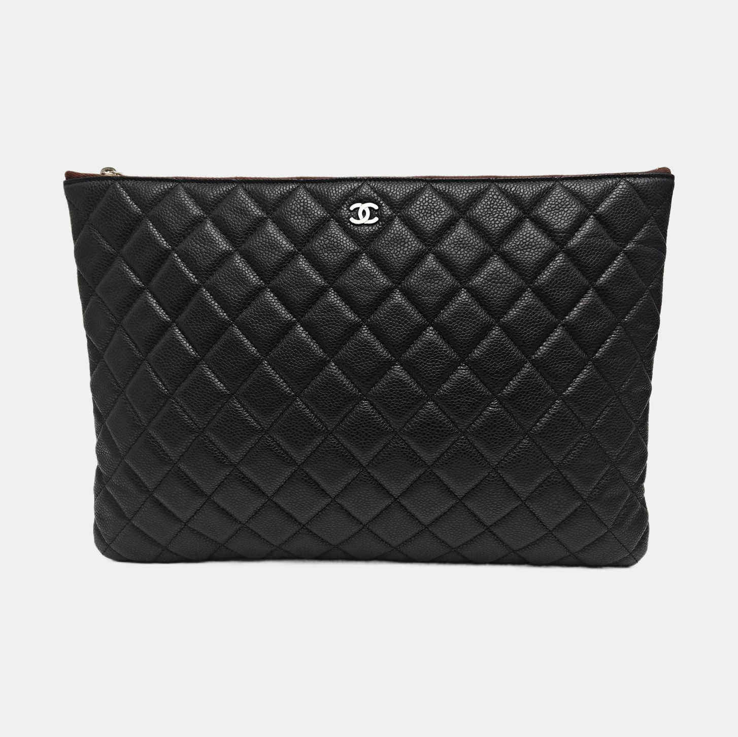 Quilted Grained Calfskin Clutch Black