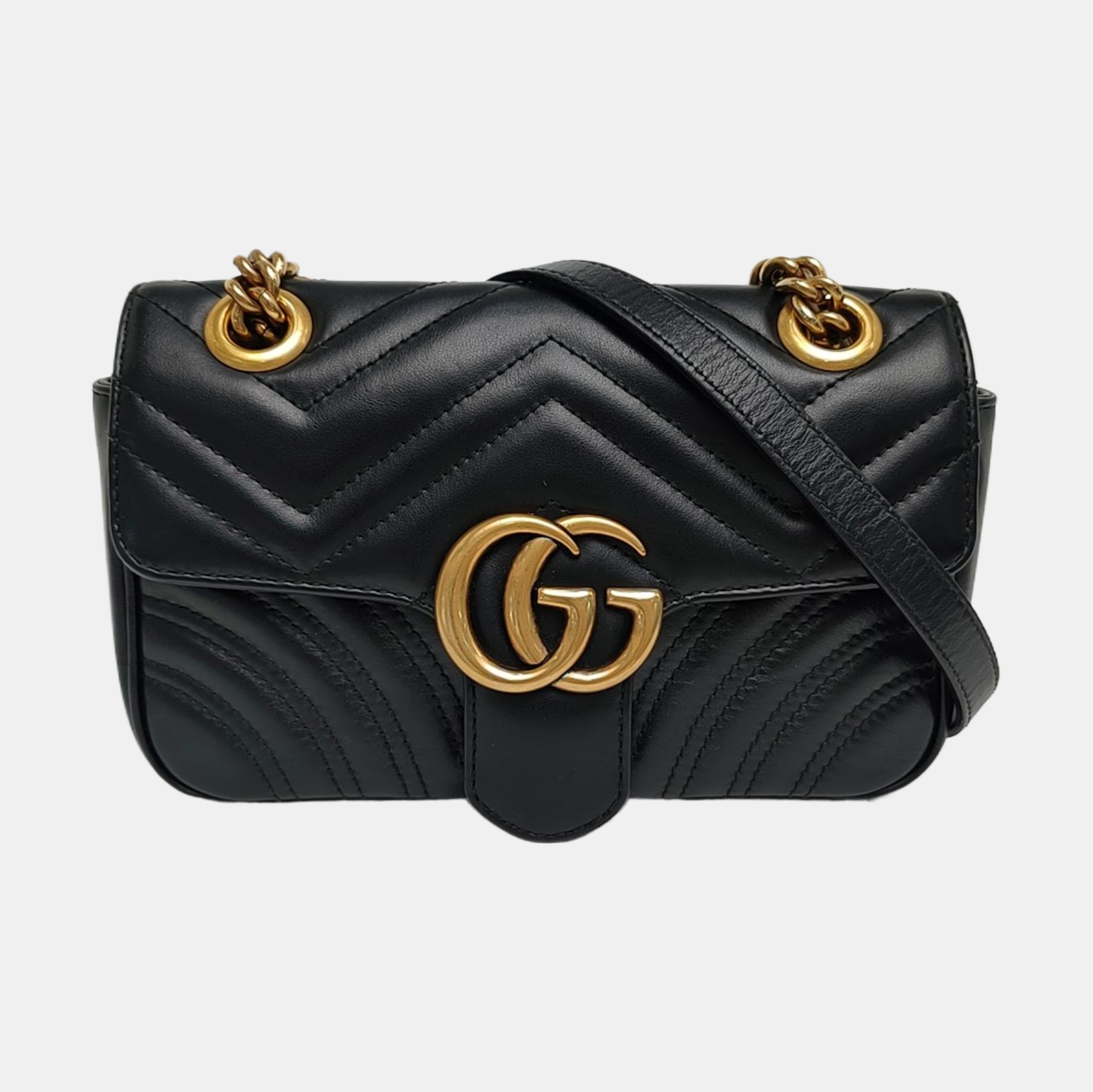 GG Marmont Small Quilted Calfskin Black