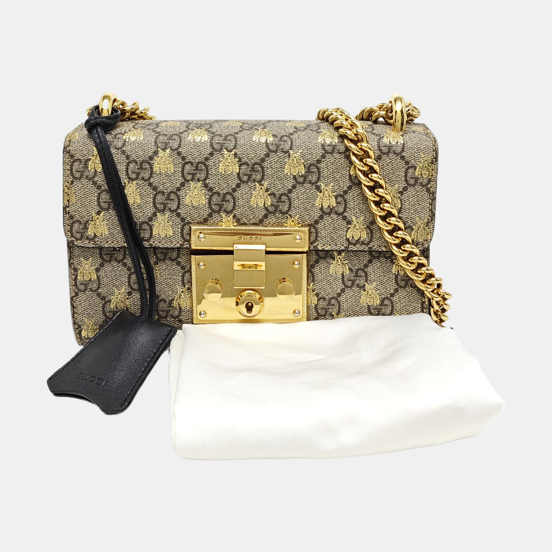 Padlock Small Monogram Coated Canvas Beige