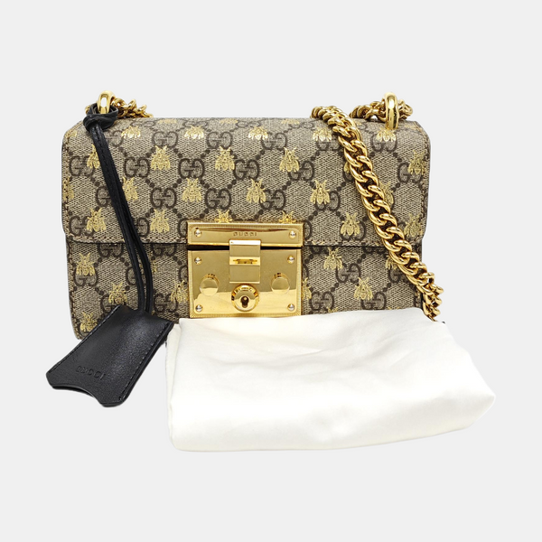 Padlock Small Monogram Coated Canvas Beige