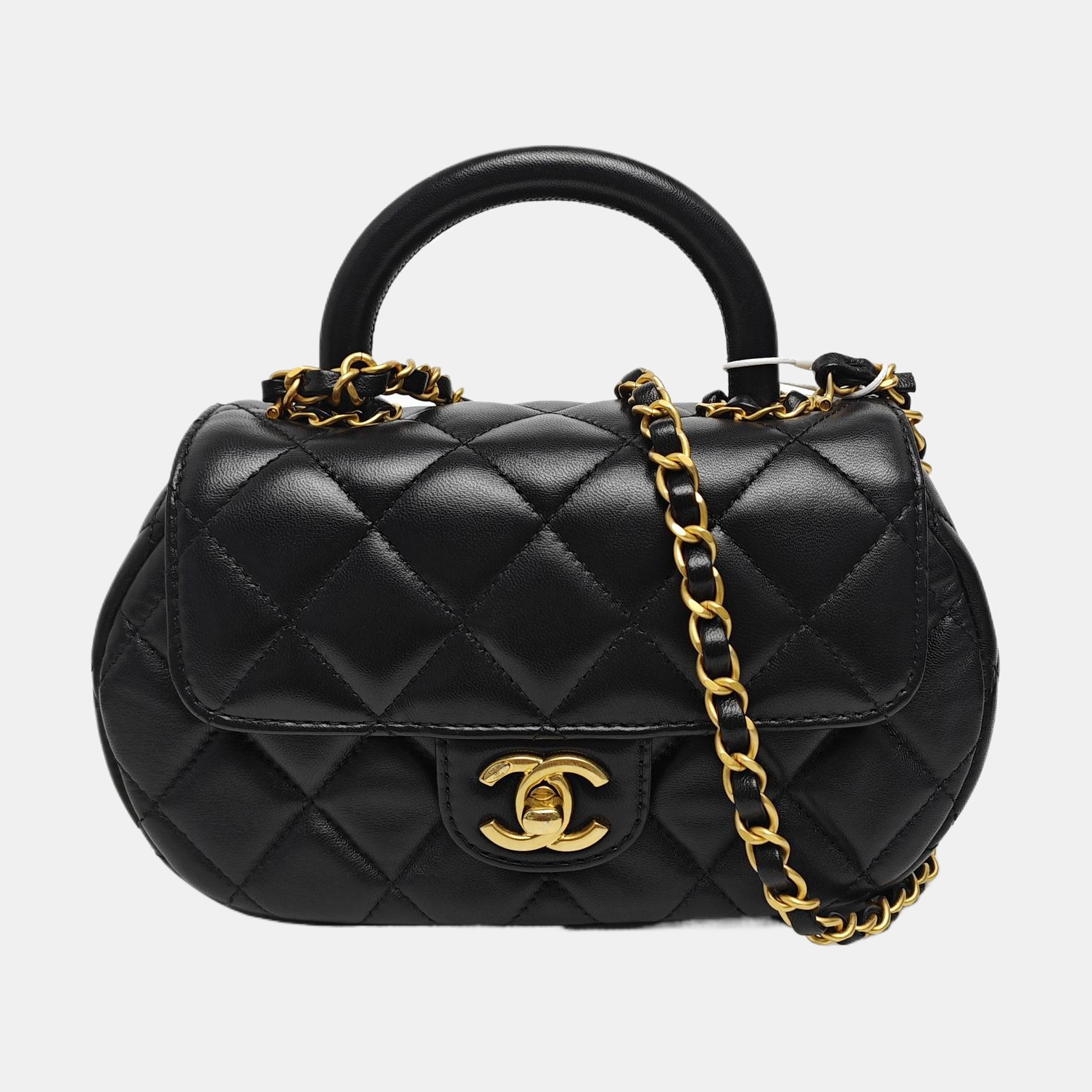 Quilted Lambskin Shoulder Bag Medium Black