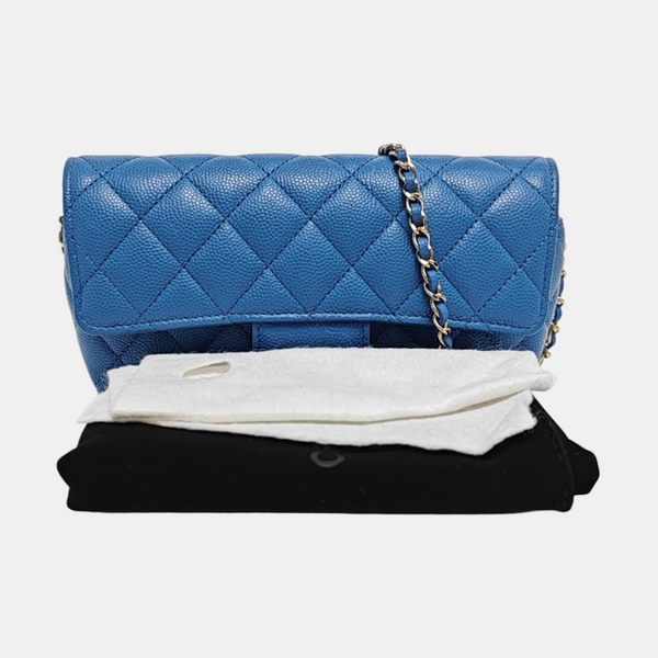 Quilted Grained Calfskin Blue