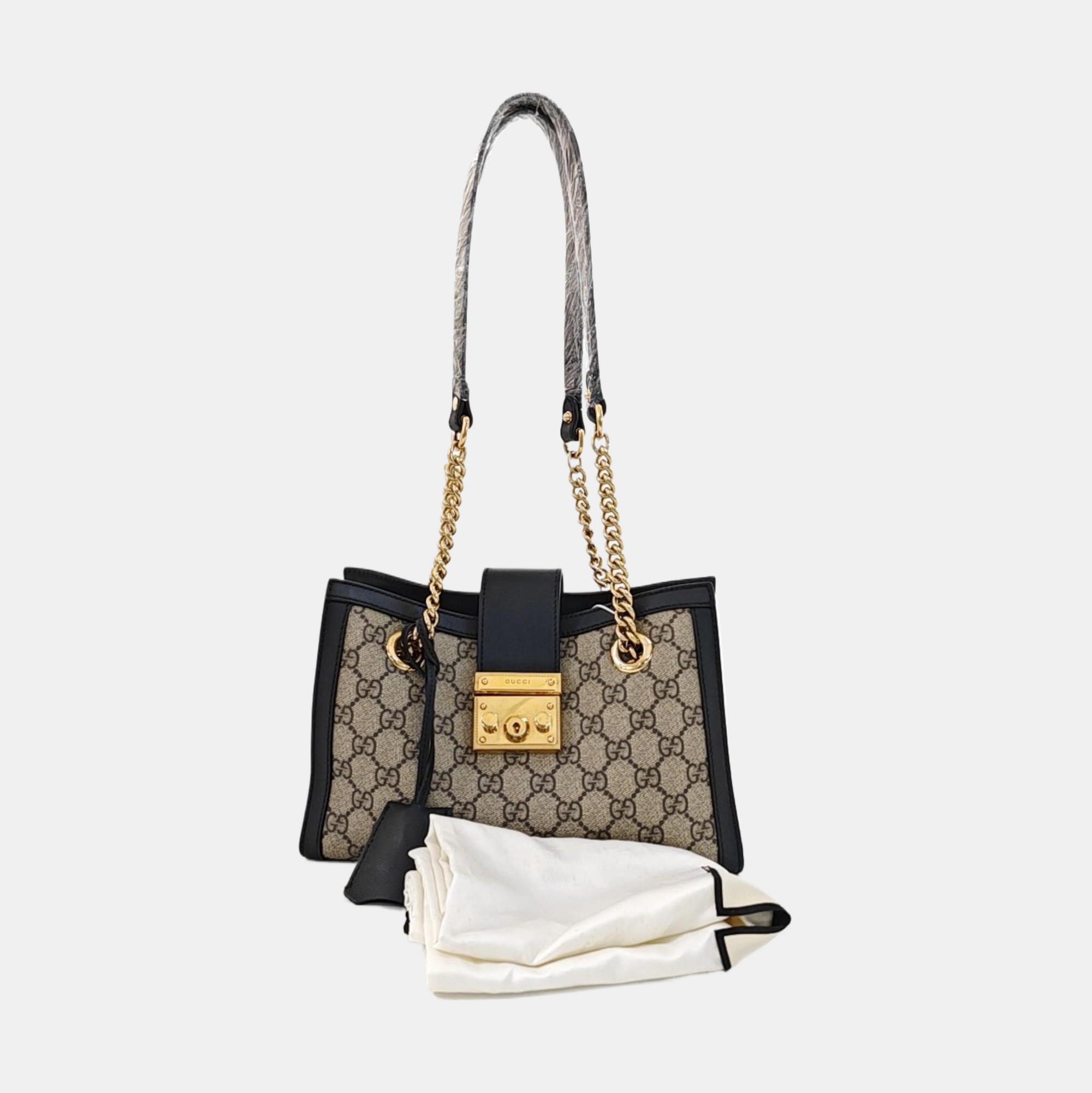 Padlock Small Monogram Coated Canvas Beige