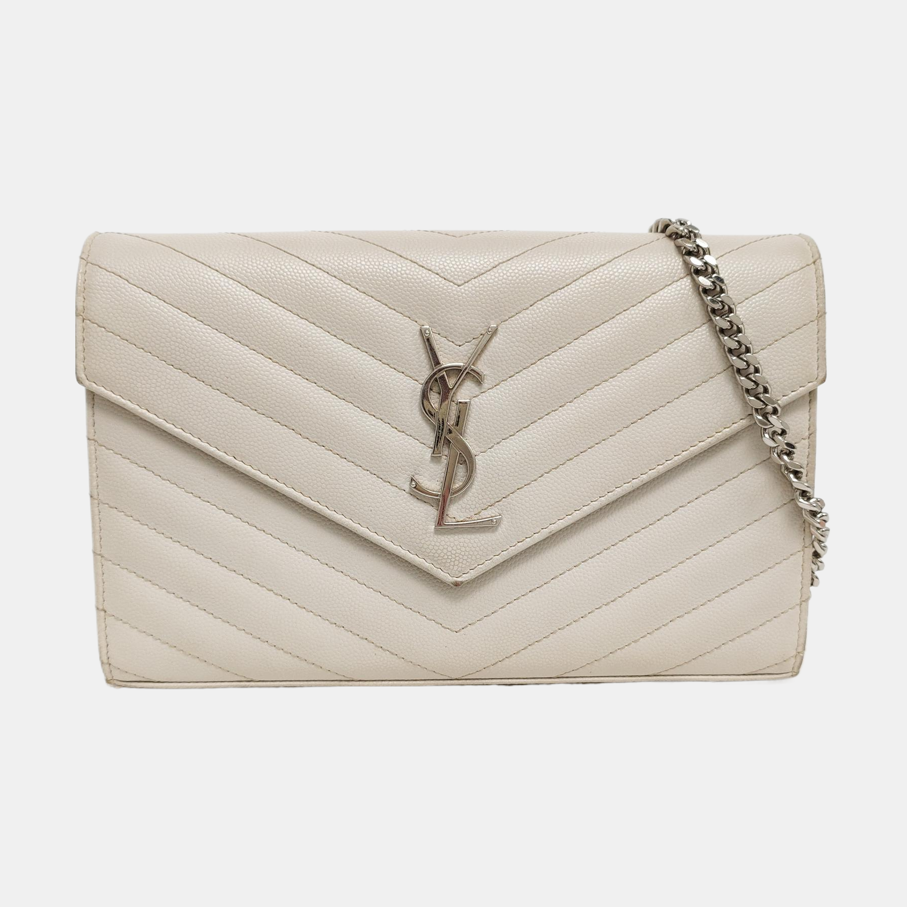 MONOGRAM Medium Chevron Calfskin White