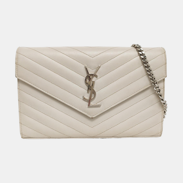 MONOGRAM Medium Chevron Calfskin White
