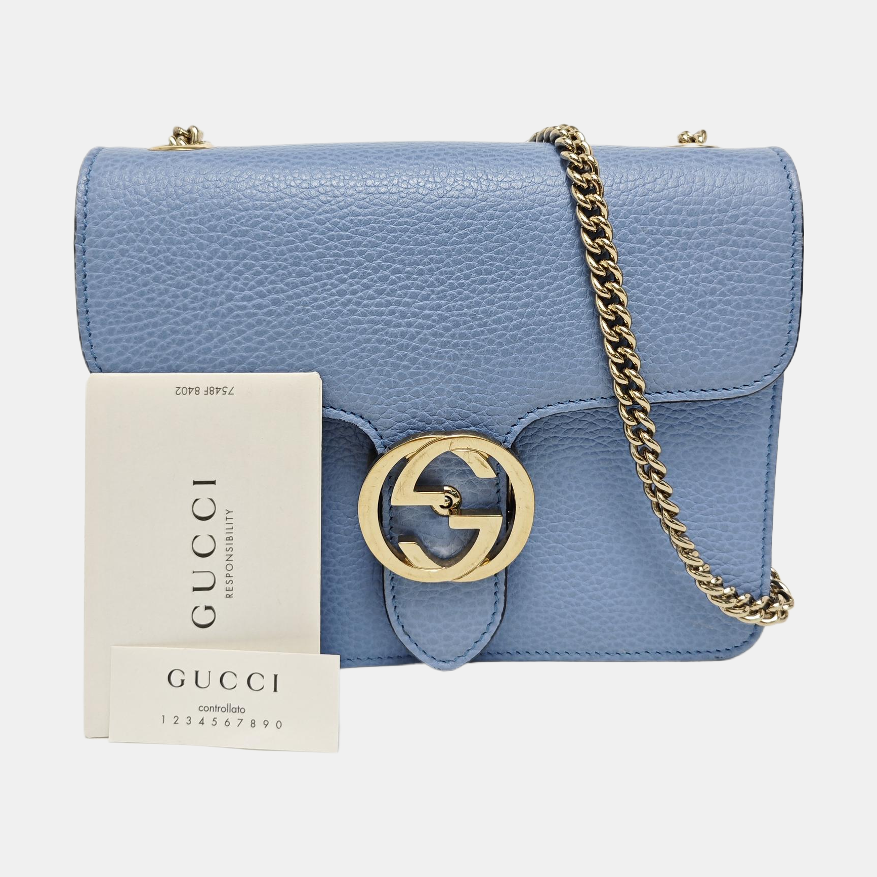 Interlocking G Small Calfskin Blue