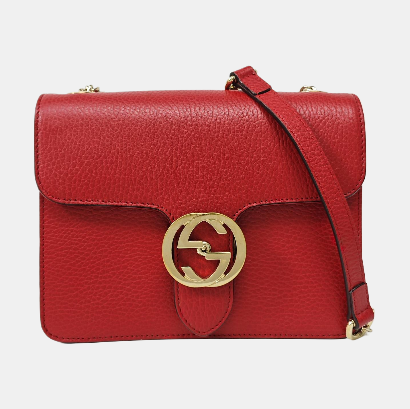 Interlocking G Small Calfskin Red