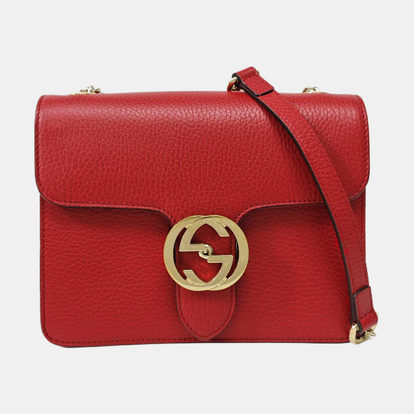 Interlocking G Small Calfskin Red