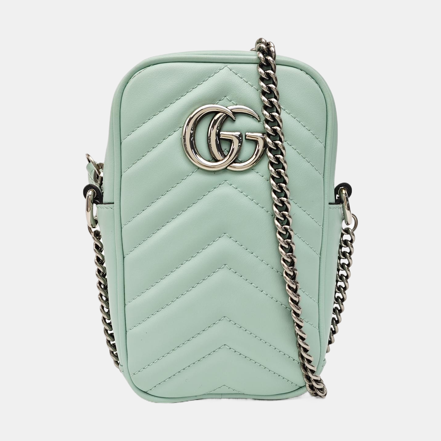 GG Marmont Mini Chevron Calfskin Green