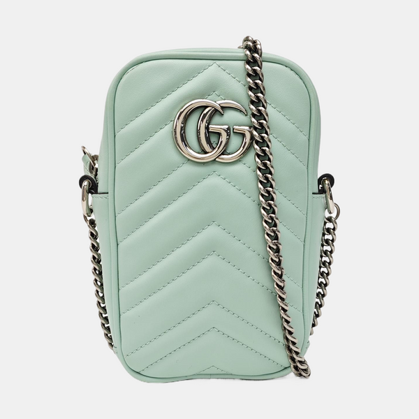 GG Marmont Mini Chevron Calfskin Green
