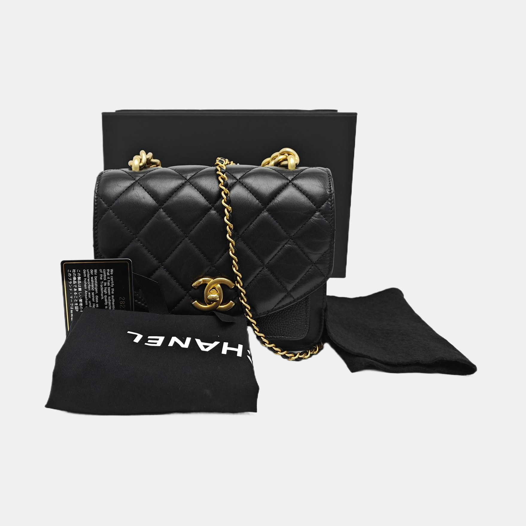 Quilted Calfskin Shoulder Bag Black