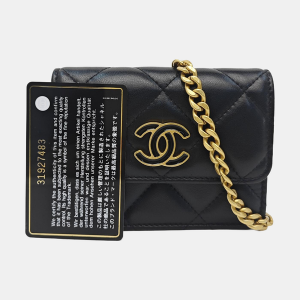 Quilted Lambskin Shoulder Bag Black