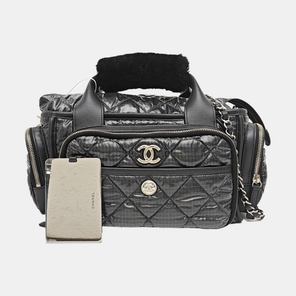 Quilted Nylon Shoulder Bag Gray