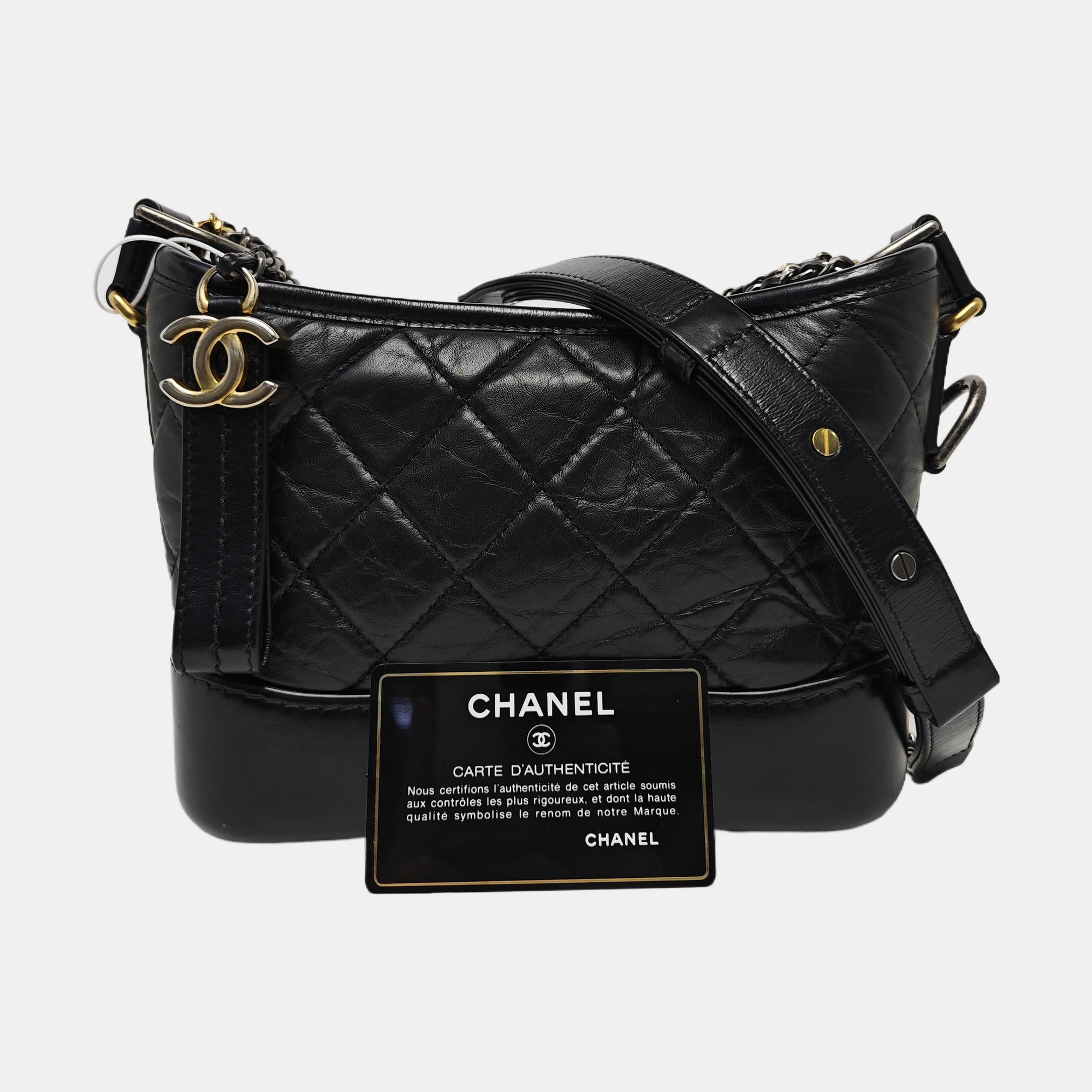 GABRIELLE Small Quilted Calfskin Black
