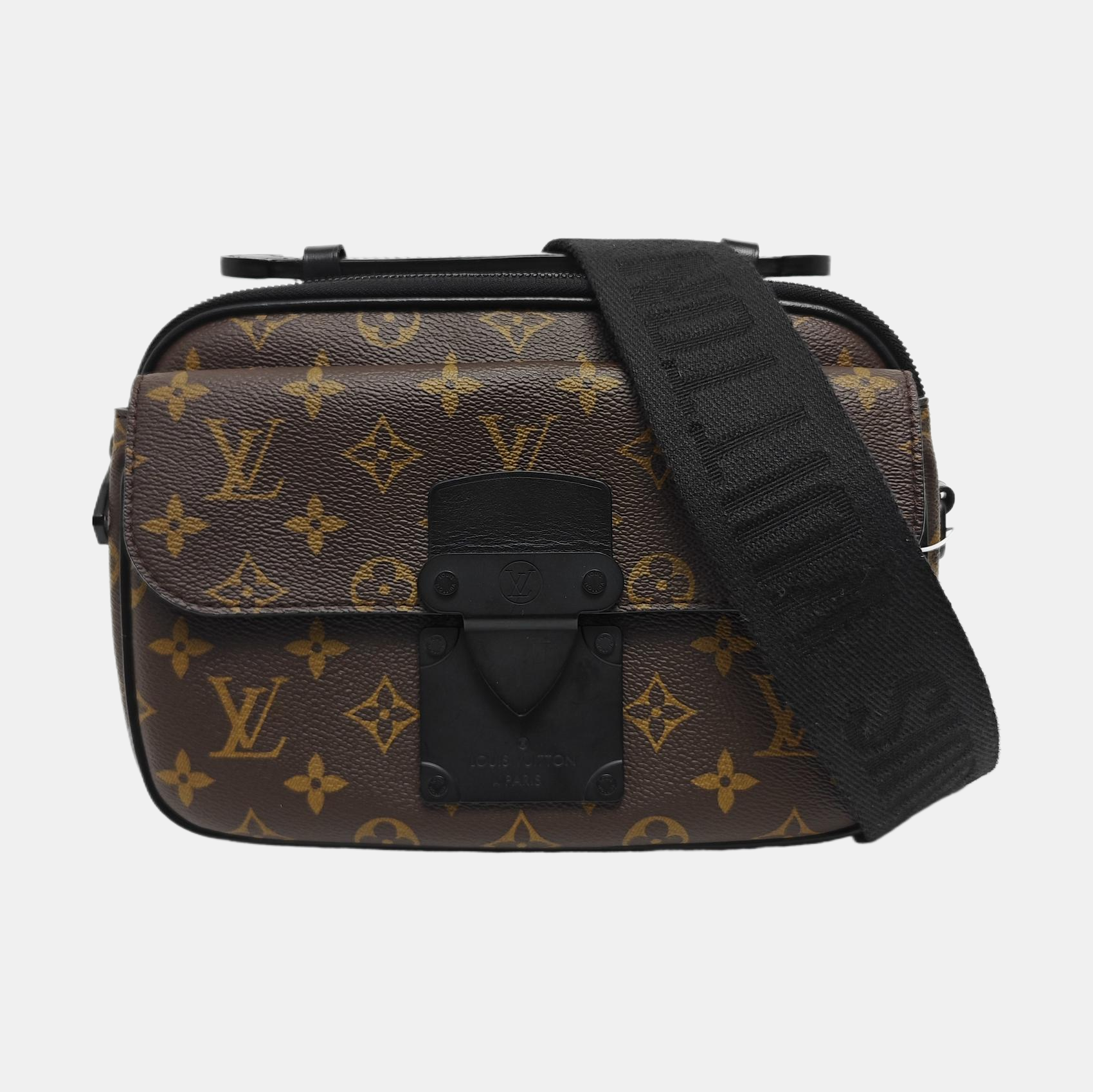S LOCK Monogram Coated Canvas Brown