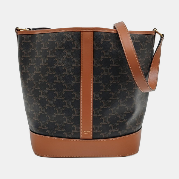 Authenticated pre-owned  TRIOMPHE CANVAS Medium Coated Canvas Brown - Bucket Bag at Looply