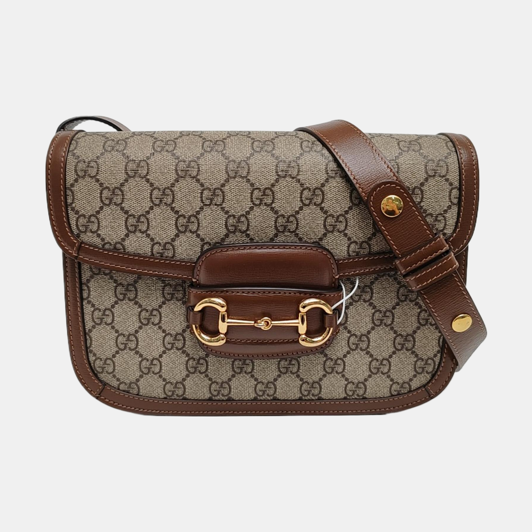 Horsebit 1955 Medium Monogram Coated Canvas Beige