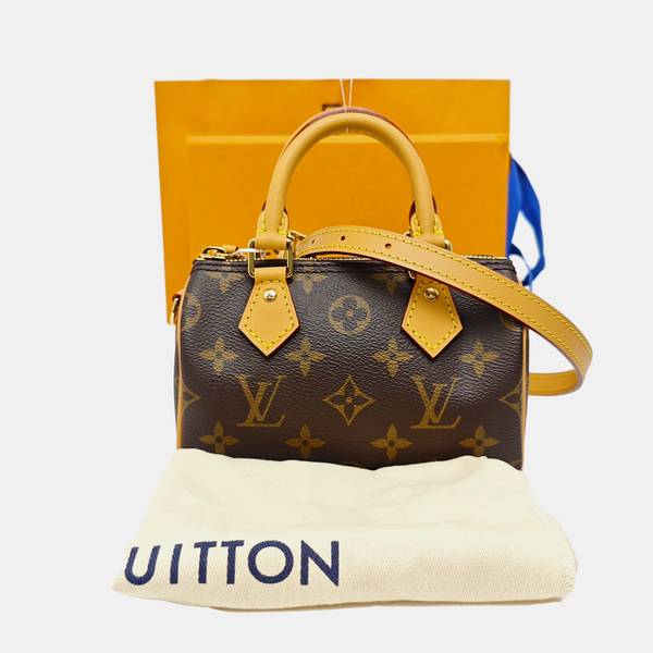 SPEEDY Nano Monogram Coated Canvas Brown