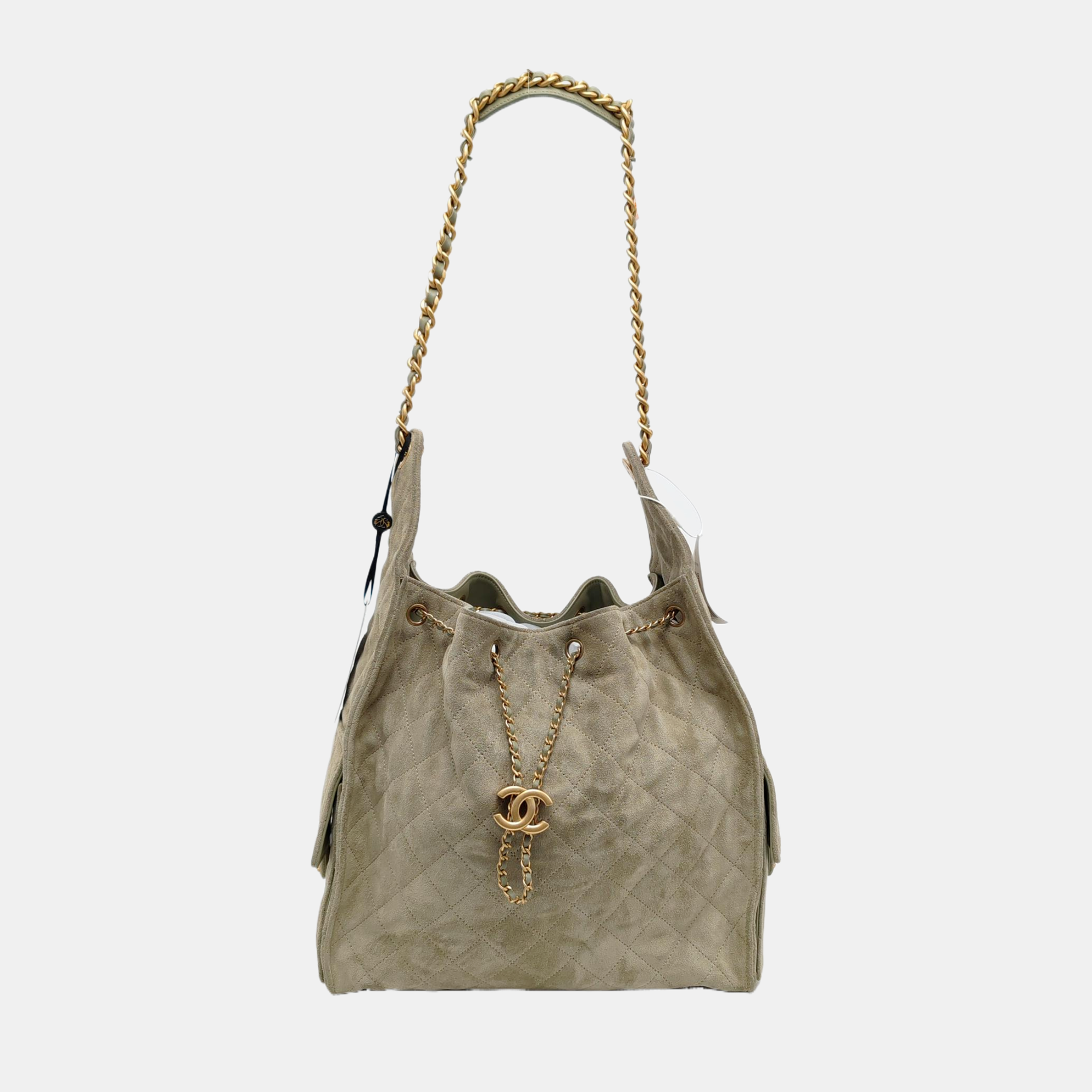 Authenticated pre-owned  CHANEL 25 Quilted Suede Green - Shoulder Bag at Looply