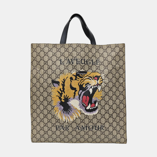 Monogram Coated Canvas Tote Bag Beige