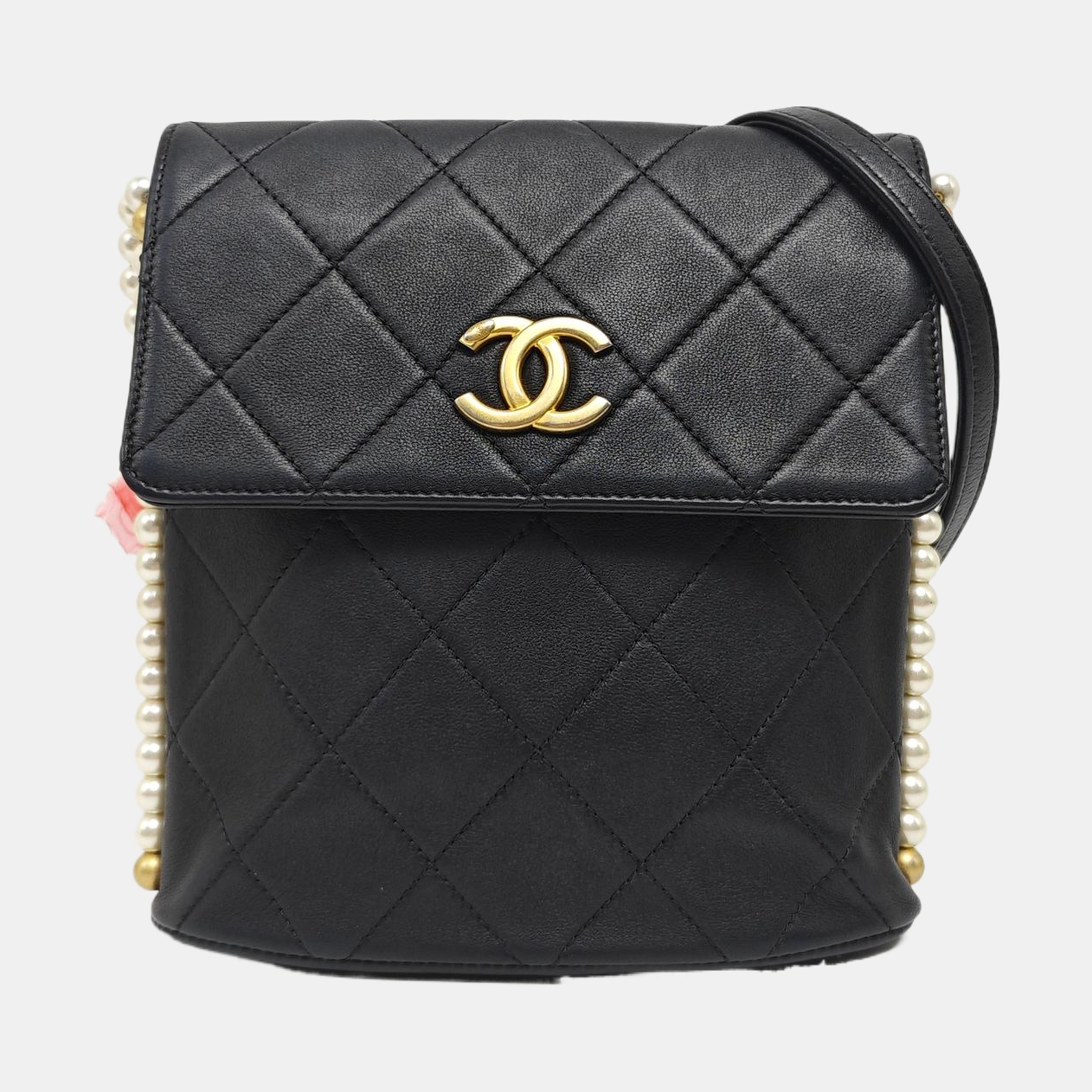 Quilted Calfskin Shoulder Bag Small Black