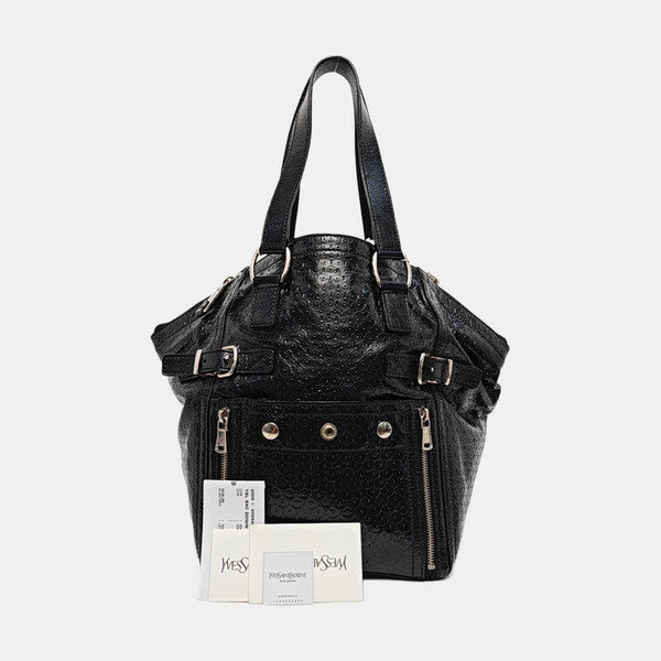 Patent Leather Top Handle Bag Black