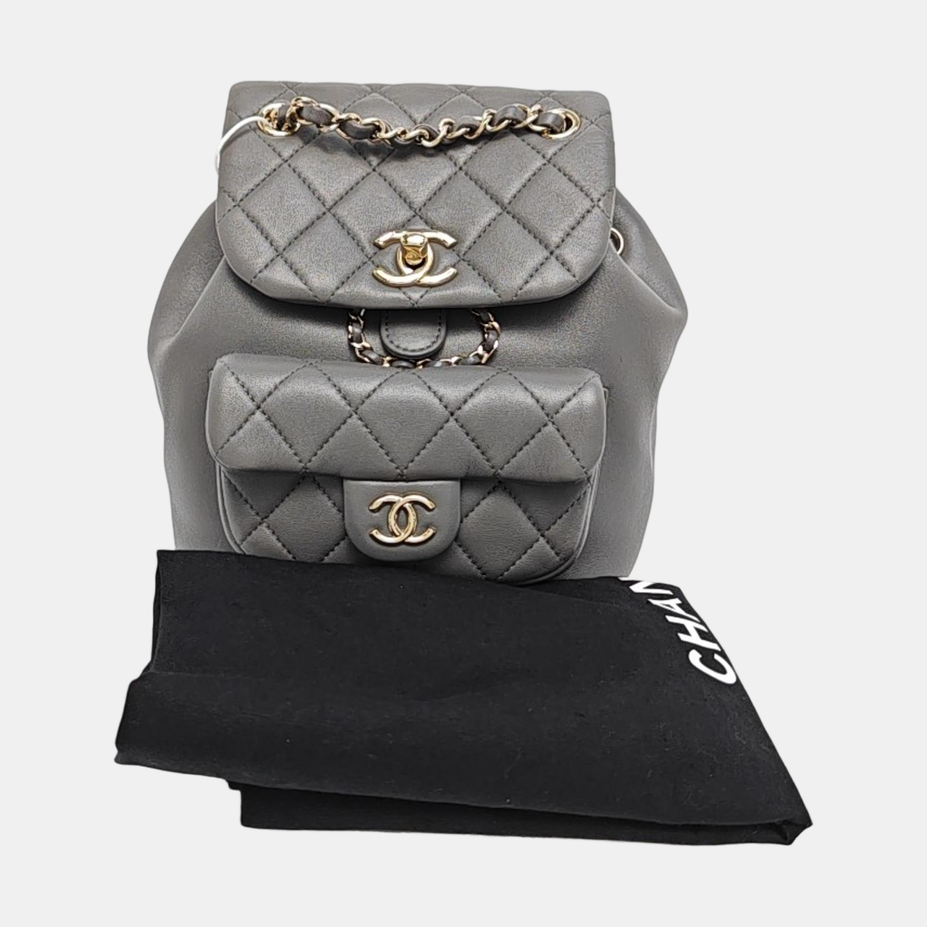DUMA Small Quilted Calfskin Gray