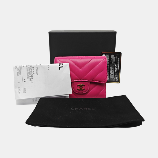 CLASSIC FLAP Chevron Lambskin Red Wallet