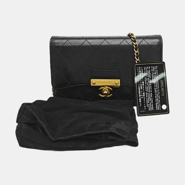 Quilted Calfskin Shoulder Bag Black