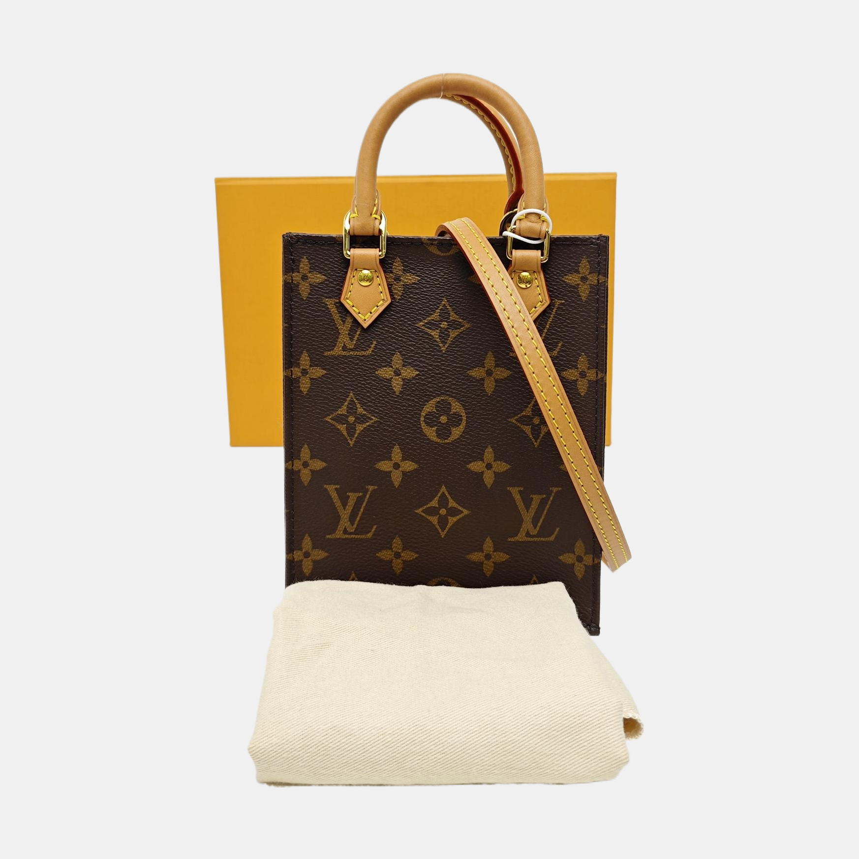 SAC PLAT Mini Monogram Coated Canvas Brown