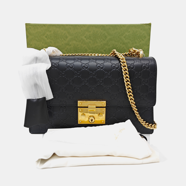 Padlock Medium Monogram Calfskin Black