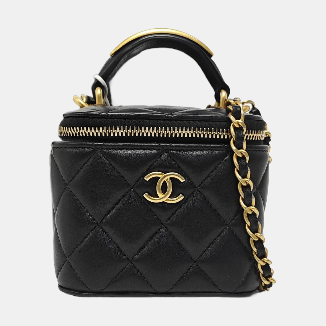 VANITY CASE Mini Quilted Lambskin Black