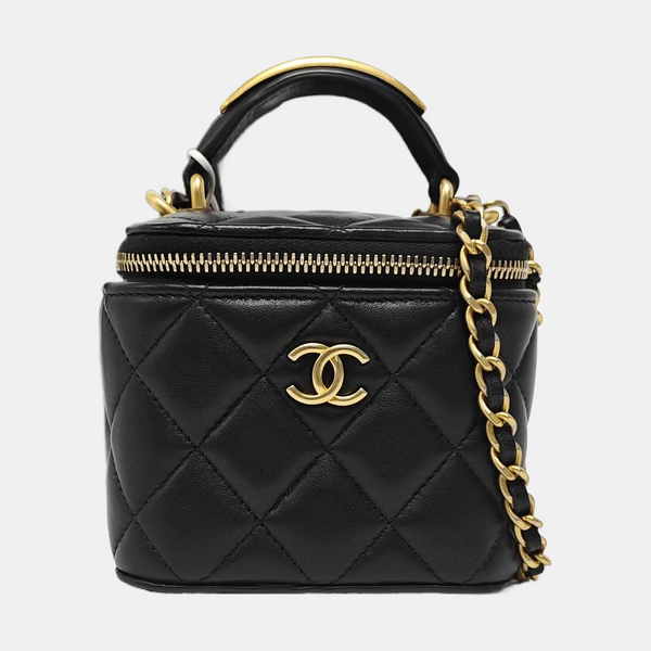 VANITY CASE Mini Quilted Lambskin Black