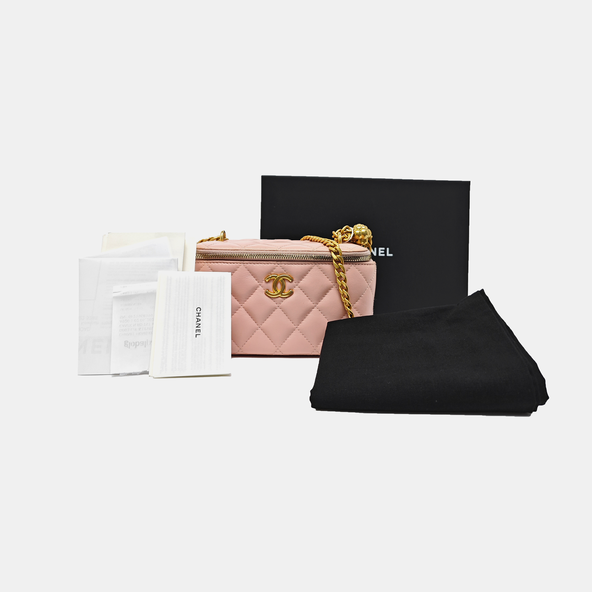 VANITY CASE Small Quilted Lambskin Pink