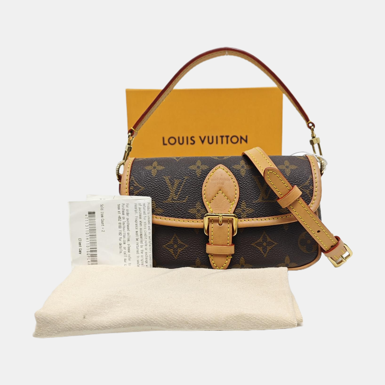 DIANE Nano Monogram Coated Canvas Brown