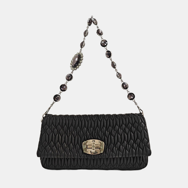 Crystal Quilted Lambskin Black