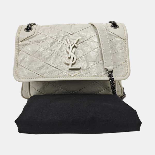 NIKI Small Chevron Calfskin White