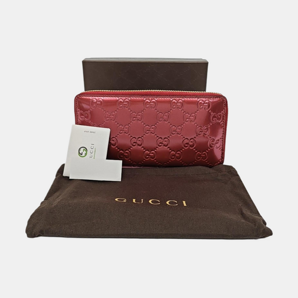 Signature Monogram Calfskin Red Wallet