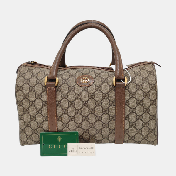 Boston Monogram Coated Canvas Brown